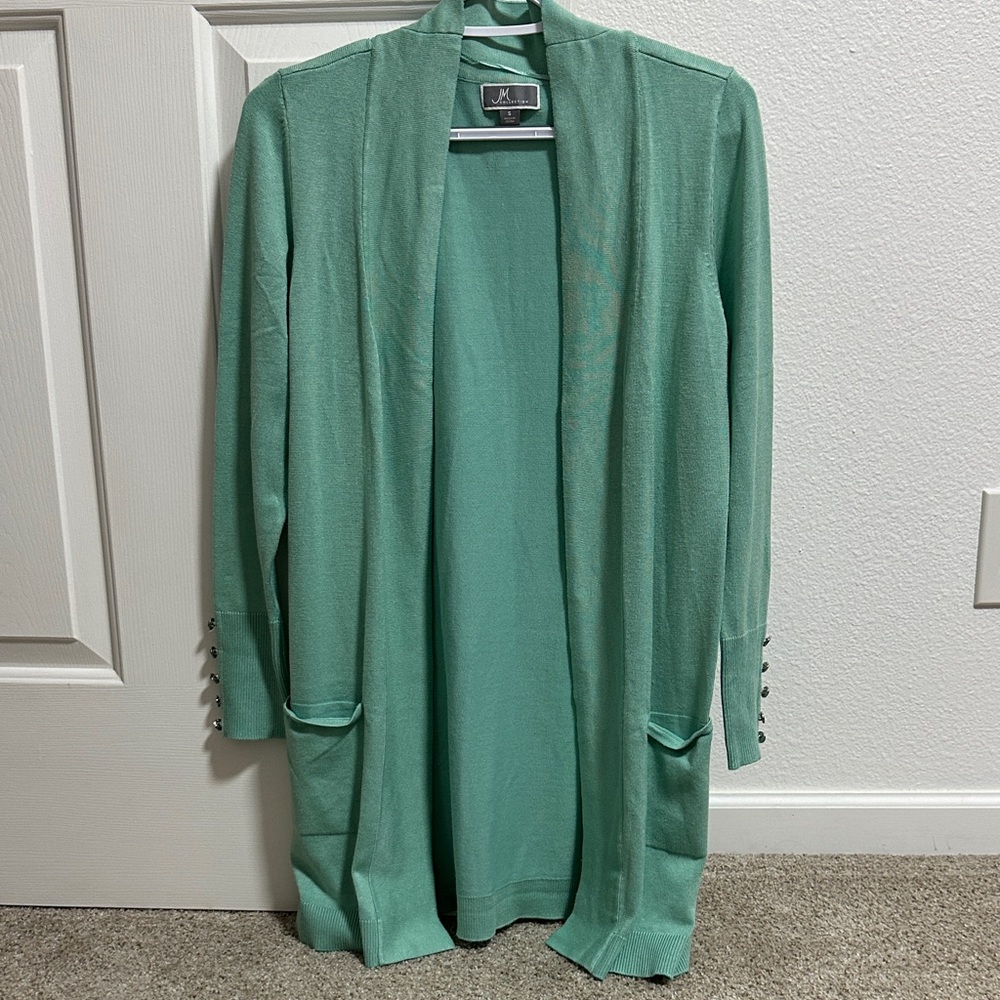 JM Collection Mint Green Open Cardigan